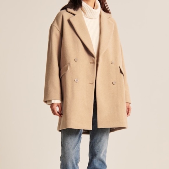 A&F Oversized Wool-Blend Short Coat NWOT PETITE - Picture 3 of 17